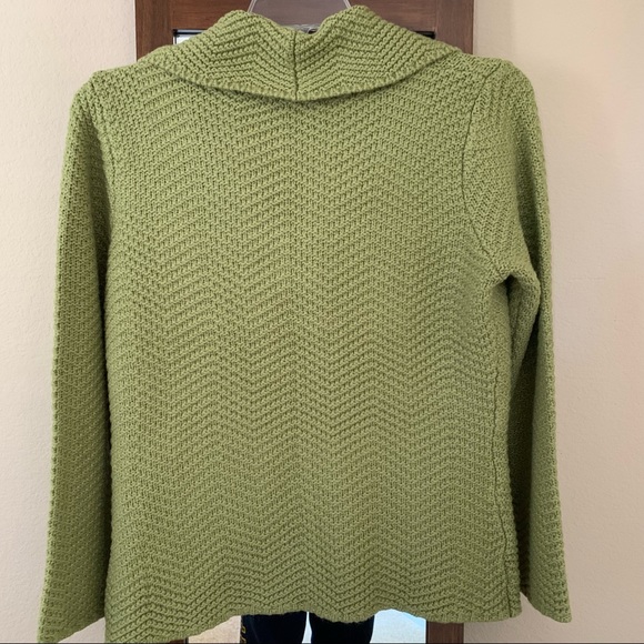 JM Collection Sage Green Wide Collar Cable Knit Sweater/Cardigan, M - Picture 2 of 7